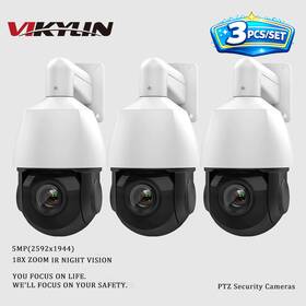Vikylin Pg-028 3pcs 5mp 18x Zoom Ir Ptz Security Camera Mic Speaker Human Auto Tracking