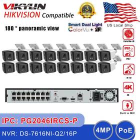 Pg2046ircs-p Vikylin Hikvision 16ch Poe Nvr Cctv System 180 4mp Dual Light Lens Camera Mic Lot