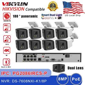 Pg2086ircs-p Vikylin Hikvision 4k 8ch Poe 8mp Dual Light Colorvu Panoramic Camera Security System Lot