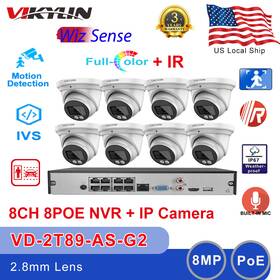 Vd-2t89-as-g2 Vikylin Dahua Wizsense 8ch 8poe Nvr Cctv System 8mp Dual Light Ip Camera Mic Lot