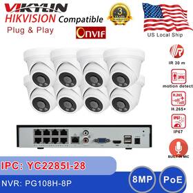 Yc2285i Vikylin Hikvision 8ch 12mp Nvr Cctv System 4k 8mp Turret Ir Acusense Mic Ip Camera Lot