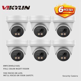 Vikylin Ycx-001 6pack 4k 8mp Full Color Night Vision Turret Security Camera Built-in Mic