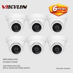 Vikylin Ycx-002 6pcs/set 8mp 4k Ir Light 30m Turret Security Camera Indoor Built-in Mic