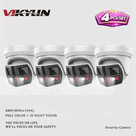 Ycx-004 Vikylin 4pack 8mp 180 Panoramic Turret Dual Lens Camera Light Built-in Mic