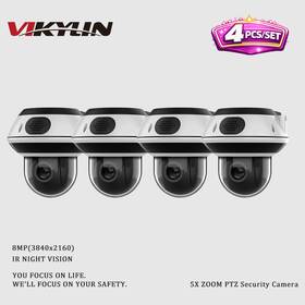 Vikylin Ycx-009 4pack 8mp 5x Zoom Ir Poe Dome Ptz Network Camera Two-way Audio With Bracket