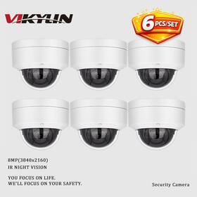 Vikylin Ycx-013 6pcs 8mp 4k Ir Poe Dome Security Camera Human/vehicle Built-in Mic Audio