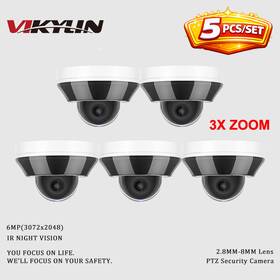 Vikylin Ycx-015 5pcs 6mp 3x Zoom Ir Night Vision Dome Mini Ptz Camera Mic Human&vehicle