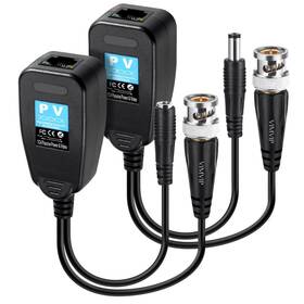Vimvip 614134160594 Hd-cvi/tvi/ahd Passive Video Balun With Power Connector And Rj45 Cat5 Data Tr