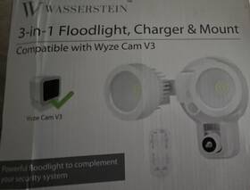 Wasserstein Wyzecamv3fldlighrmwhus-w10 3-in-1 Floodlight Charger And Mount For Wyze Cam V3 Ip65 White