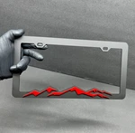 Car License Plate Black Frame 3D Red Country Mountains Off Road Rust Free Emblem. Fixed Price $22.42.