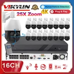 Vikylin 4K 16CH Poe Nvr Cctv System 8MP 25X Ptz 360 Camera Ir Auto Tracking Lot. Fixed Price $520.60.