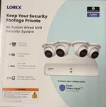 Lorex 4K+ Fusion 2TB Nvr System With Wired Dome Cameras. Fixed Price $719.98.