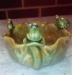 Majolica Pottery Dish With Frog, Turtle, And Duck Stamped P200SF Planter. Fixed Price $15.99.