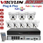 Vikylin 8CH 8POE Nvr Kits Full Color 5MP Ip Camera With Mic Cctv System Lot. Fixed Price $373.35.