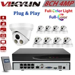 Vikylin 8CH 8POE Nvr 4MP Mic Ip Security Camera System Full Color Night Lot. Fixed Price $570.00.