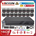 Vikylin 4K 16CH 16POE Cctv System 8MP 180 Degree Full Color Ir Camera Audio Lot. Fixed Price $440.80.