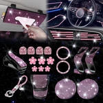 Pink Bling Rhinestone Engine Button Ring Tissue Holder Tire Valve Caps Decor Kit. Fixed Price $76.99.