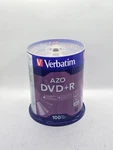 Verbatim Azo Blank Dvd+r Plus 16X Branded Disc 4.7GB Spindle 95098 100/PACK. Fixed Price $32.99.