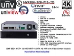 Unv Uniview NVR304-32B-P16-IQ 32CH/ Poe Port 4-SATA Hd With Ia. Fixed Price $1049.95.