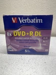 Verbatim Dvd+r Media, Dual Layer 8.5 Gb, 8X Branded, Pack In Jewel Case #95311. Fixed Price $15.84.