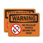 (2 Pack) No Cellular Phones Beyond This Point Osha Warning Sign Decal Metal. Fixed Price $83.99.