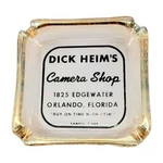 Vintage Glass Marketing Ashtray / Dick Heim's Camera Shop Orlando Florida. Fixed Price $24.95.
