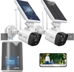Oossxx Solar Wireless Security 2CAMERAS W/station Outdoor Wifi Cctv Night Vision. Fixed Price $149.00.