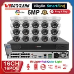Vikylin Smartfind 16CH Cctv System 5MP Camera Full Color Ir Audio 4K Poe Nvr Lot. Fixed Price $475.00.