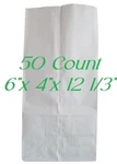 50-AJM Disposable/reusable White Paper Lunch BAG/SACK/TOTE-8# (15.5X9.9X31.4 Cm). Fixed Price $11.99.