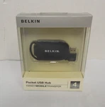 Belkin F5U045P Usb 1.1 4-PORT Pocket Hub (black) Nib. Fixed Price $15.00.