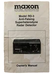 Maxon Model RD-3 Radar Detector Owner's Manual. Fixed Price $19.99.