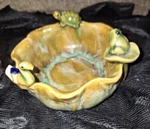 Majolica Pottery Dish With Frog, Turtle, And Duck Stamped P200SF Planter. Fixed Price $20.99.