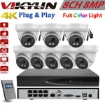 Vikylin 12MP 8CH 8POE Nvr Kit Security Camera System 4CH 8MP Ip Lot. Fixed Price $412.30.