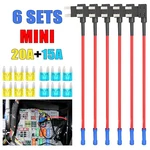 6 Sets Fuse Tap Adapter Kit 14AWG Wire Mini Blade Holder 15A 20A Apm Atm. Fixed Price $8.36.